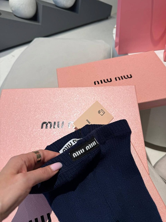 Женские кашемировые колготы MIU MIU синего цвета