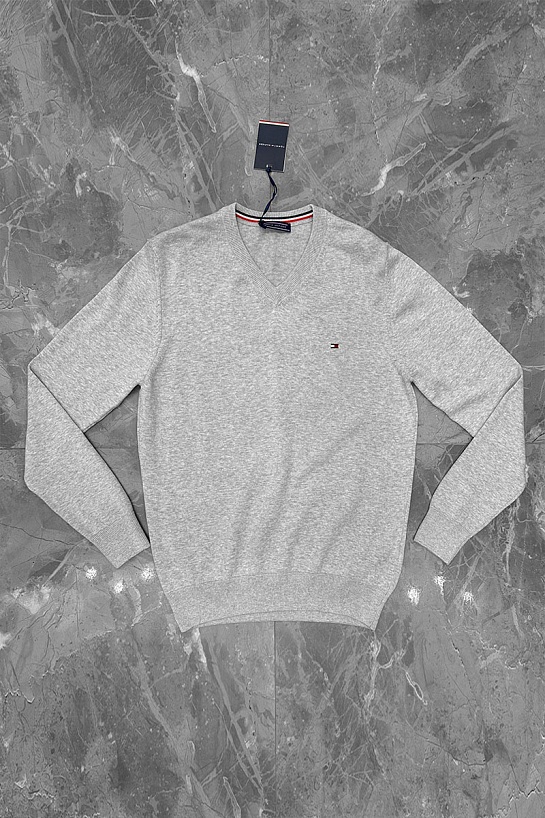 Мужской джемпер Tommy Hilfiger logo-embroidered - Grey