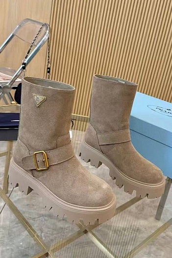 Женские замшевые сапоги Prada Suede premium   