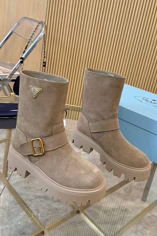 Женские замшевые сапоги Prada Suede premium