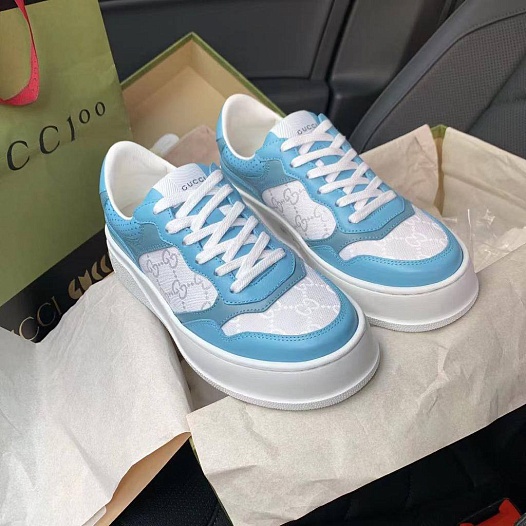 Женские кроссовки Gucci GG Chunky B Premium - White \ Blue   