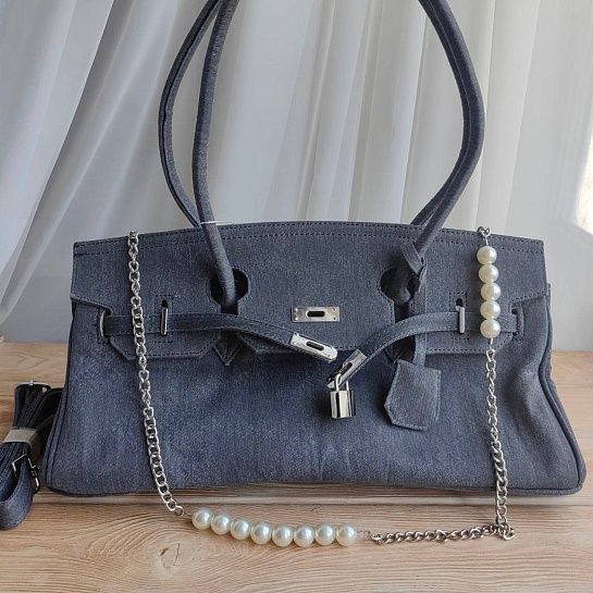 Женская джинсовая сумка Hermes Birkin 40x21 см (2 расцветки)
