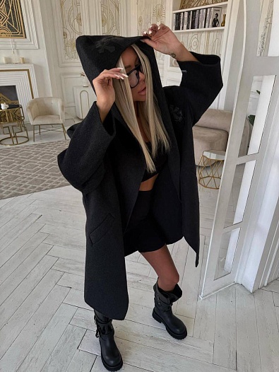 Женское пальто с капюшоном Chrome Hearts premium - Grey   