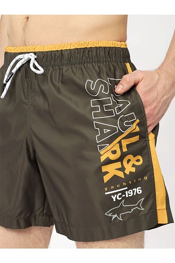 Мужские зелёные шорты Paul & Shark logo-patch   