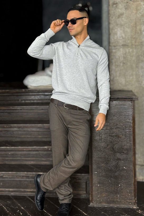 Мужской джемпер Hugo Boss quarter zip - Grey