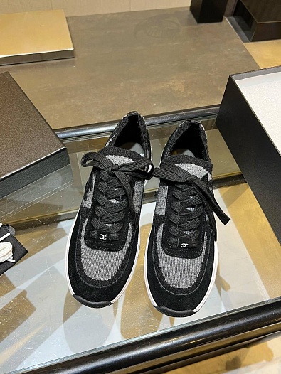 Женские кроссовки Chanel Premium - Black   