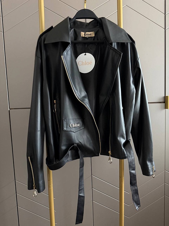 Женская кожаная косуха Chloe premium чёрного цвета