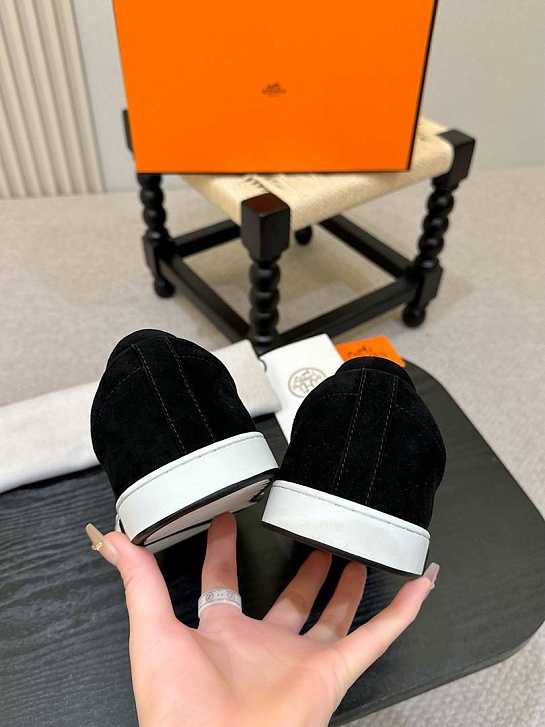 Мужские замшевые слипоны Hermes Kiddy - Black