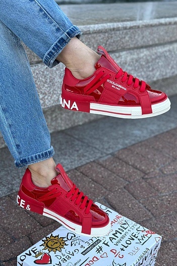 Женские кроссовки Dolce & Gabbana Custom 2.Zero - Red   