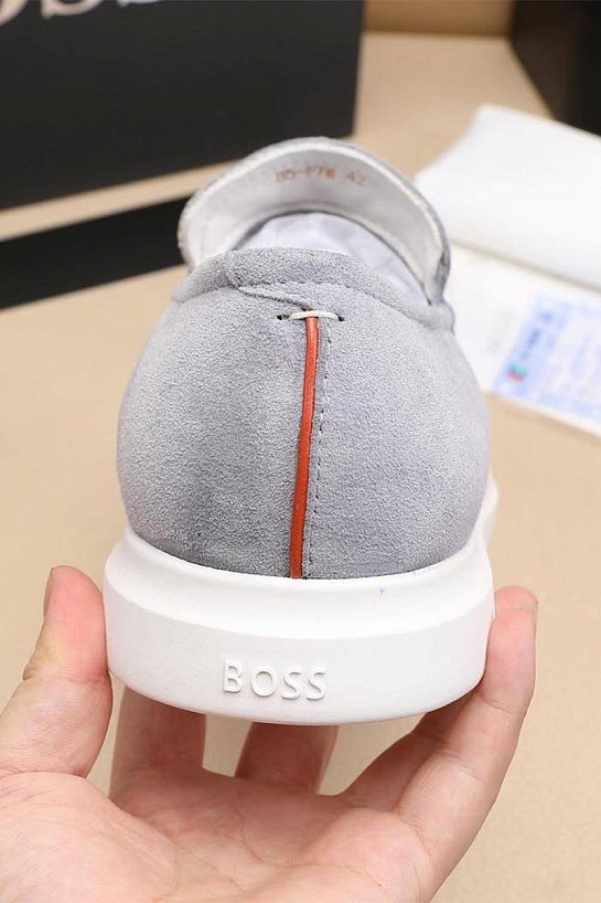 Замшевые лоферы с мехом Hugo Boss