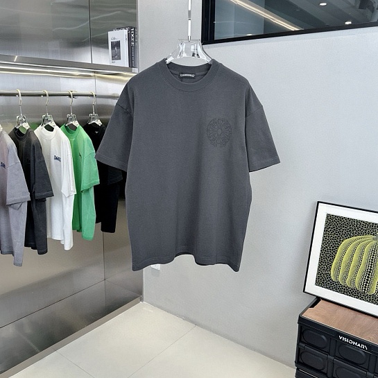 Серая оверсайз футболка Chrome Hearts Premium