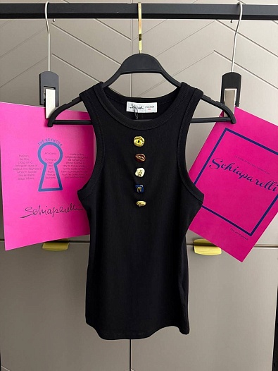 Женская хлопковая майка Schiaparelli premium - Black   