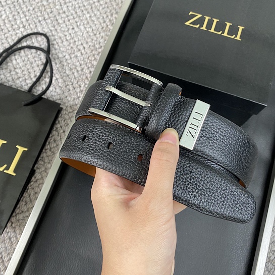 Двусторонний кожаный ремень Zilli Premium (ширина 3.8 см)