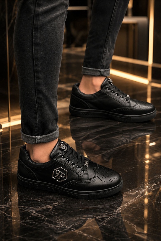 Кожаные кроссовки с мехом Philipp Plein