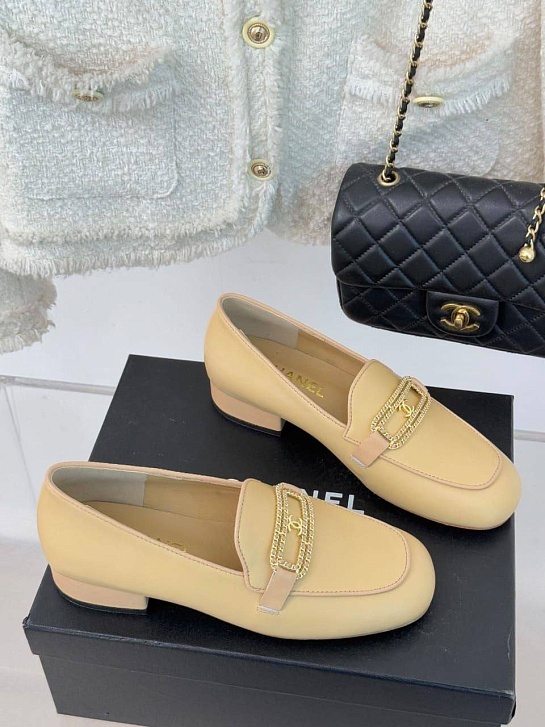 Женские кожаные лоферы Chanel premium