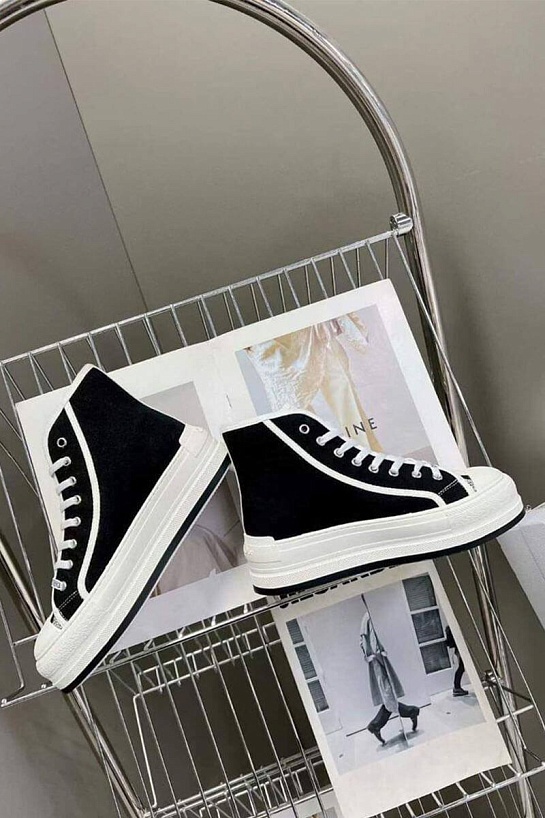 Женские высокие кеды на платформе Dior Walk'n'  - Black
