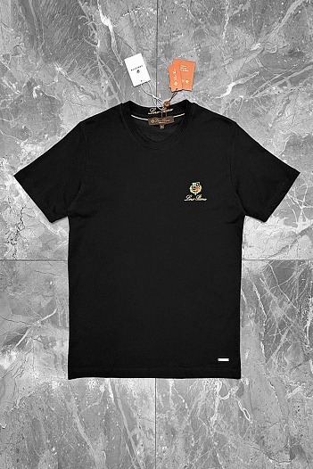 Футболка чёрного цвета Loro Piana logo-embroidered   
