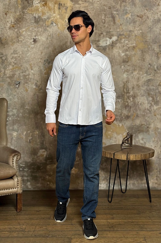 Мужская рубашка Loro Piana белого цвета