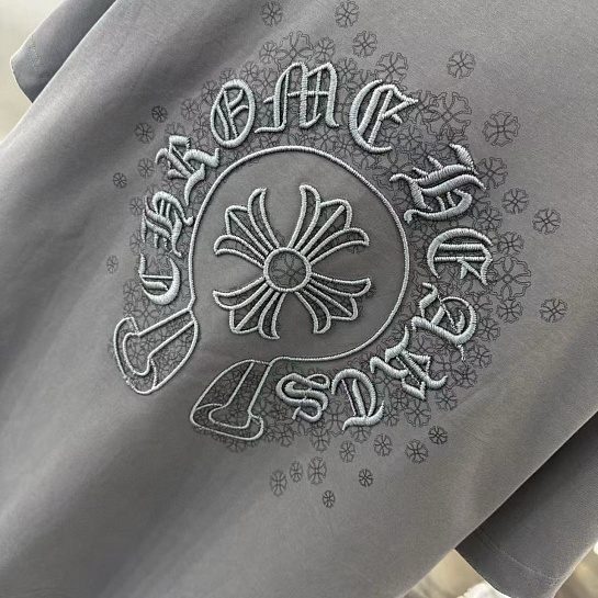 Серая оверсайз футболка Chrome Hearts Premium