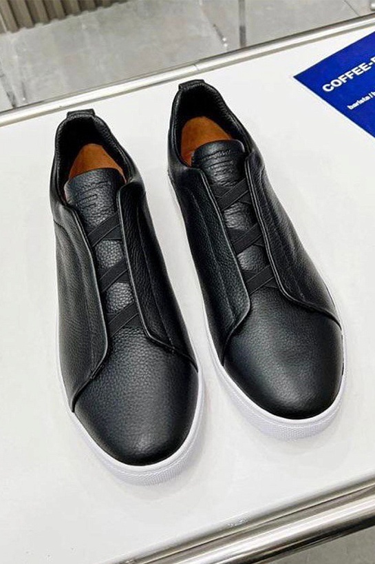 Чёрные кожаные кроссовки Ermenegildo Zegna