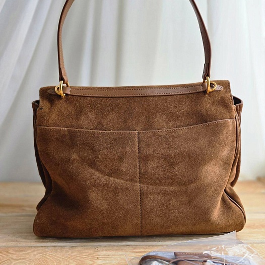 Замшевая сумка Balenciaga Rodeo 28x20 см - Chestnut   
