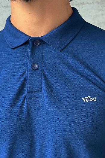 Синее поло Paul & Shark logo-embroidered   