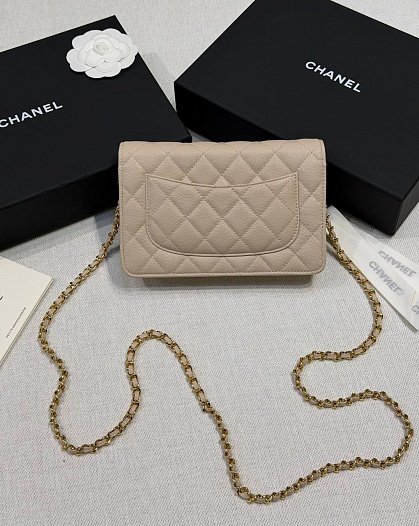 Кожаная сумка Chanel Wallet on Chain premium 19x12x4 см   