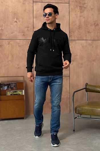 Чёрное худи Alexander McQueen graffiti logo-print   