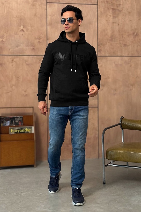 Чёрное худи Alexander McQueen graffiti logo-print