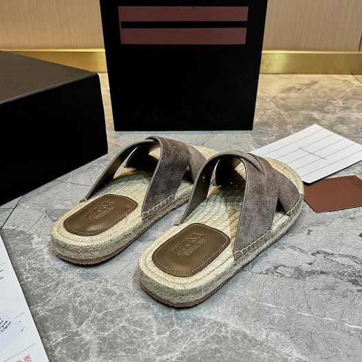 Мужские шлёпанцы Ermenegildo Zegna suede - Light Brown   