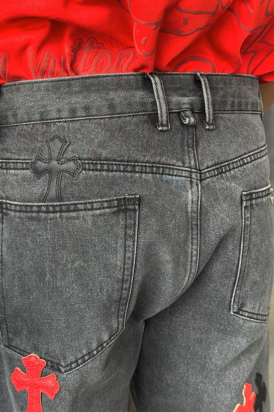 Мужские джинсы Chrome Hearts multi-patch - Black Washed