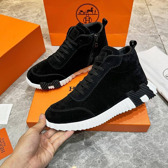 Кроссовки с мехом Hermes Bouncing high-top - Black / White