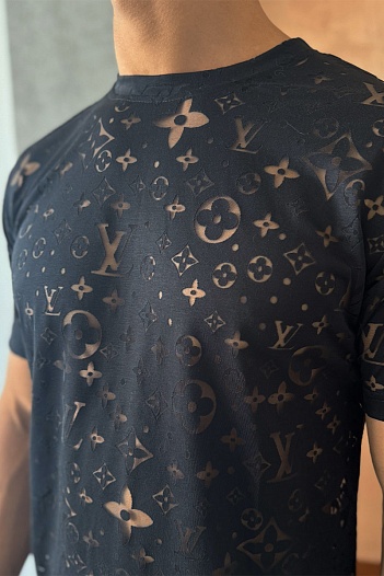 Чёрная мужская футболка Louis Vuitton Monogram All-over   