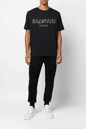Чёрная оверсайз футболка Balmain Paris logo-print   