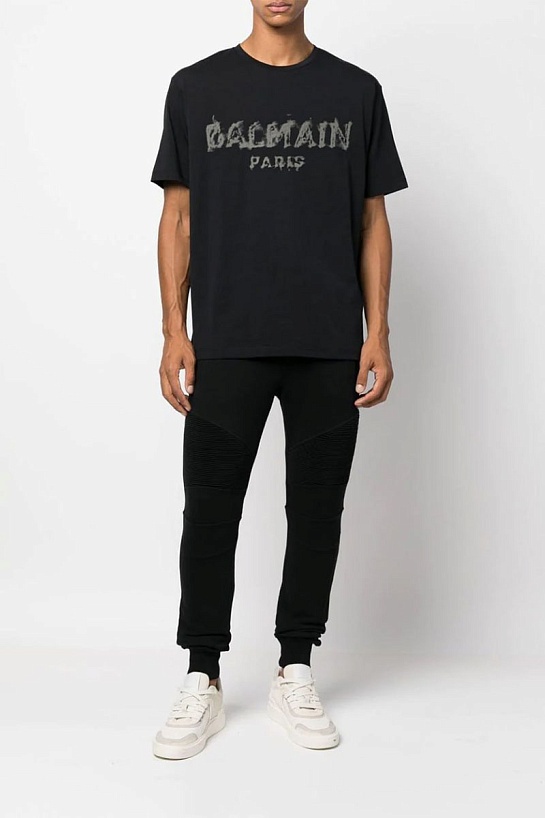 Чёрная оверсайз футболка Balmain Paris logo-print