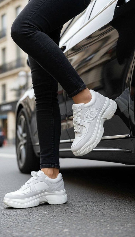 Белые женские кроссовки Chanel premium