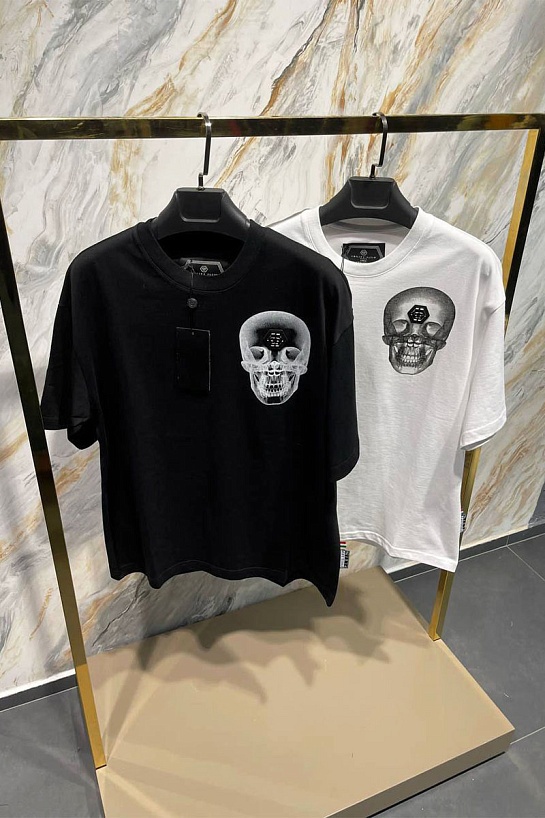 Чёрная оверсайз футболка Philipp Plein x-ray skull