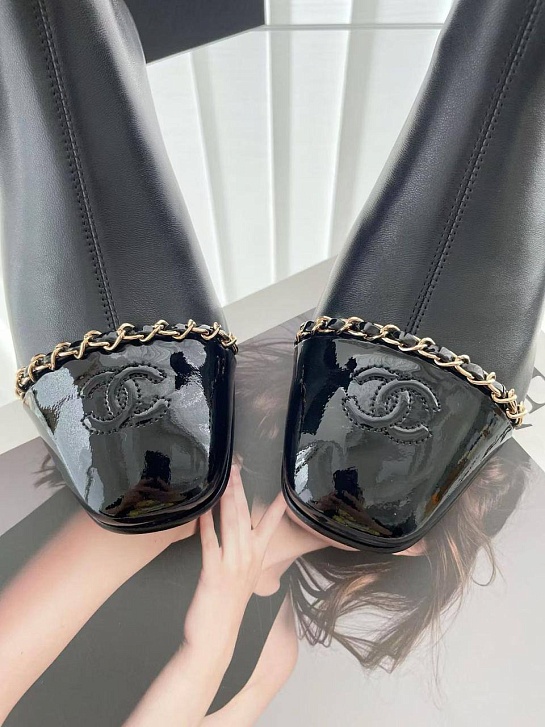 Женские кожаные сапоги Chanel premium