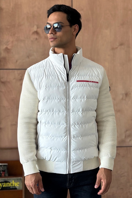 Куртка с вязаными рукавами Prada Linea Rossa - White