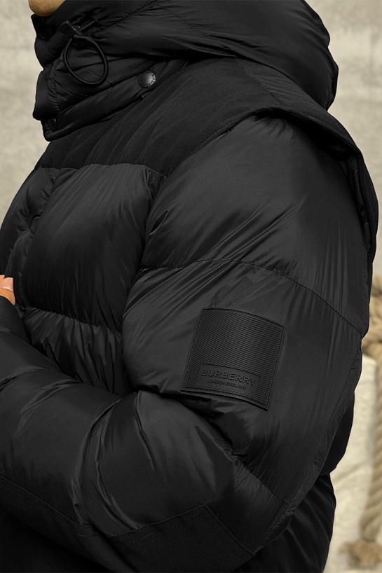 Чёрная куртка со съёмными рукавами Burberry London England logo-patch
