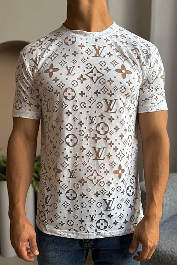 Белая мужская футболка Louis Vuitton Monogram All-over   