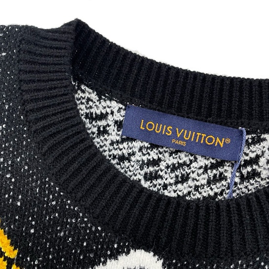 Чёрный свитер Louis Vuitton Premium Damier Argyle jacquard