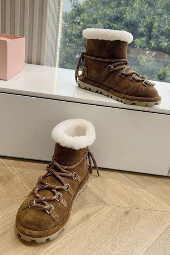 Женские замшевые угги с мехом MIU MIU Premium