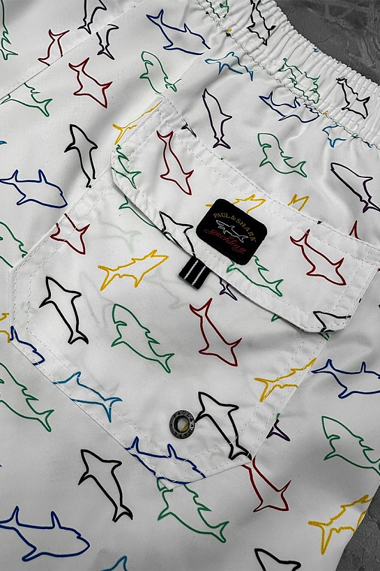Мужские белые шорты Paul & Shark shark-print