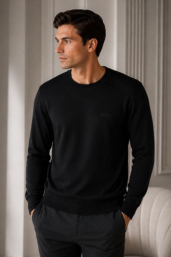 Чёрный мужской джемпер Hugo Boss logo-embroidered   