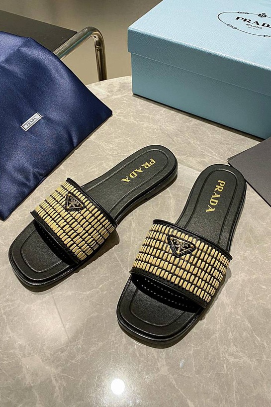 Женские шлёпанцы Prada Premium - Black