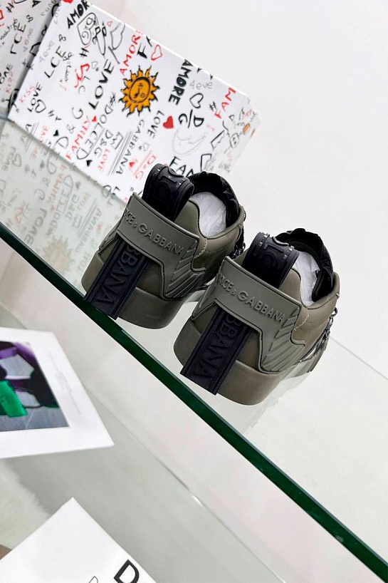 Коричневые кожаные кроссовки Dolce&Gabbana