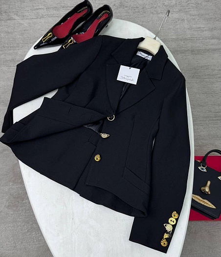 Женский классический пиджак чёрного цвета Schiaparelli premium   