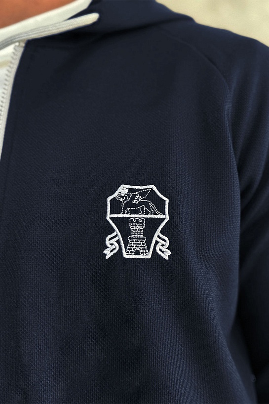 Кофта на молнии Brunello Cucinelli logo-embroidered - Navy
