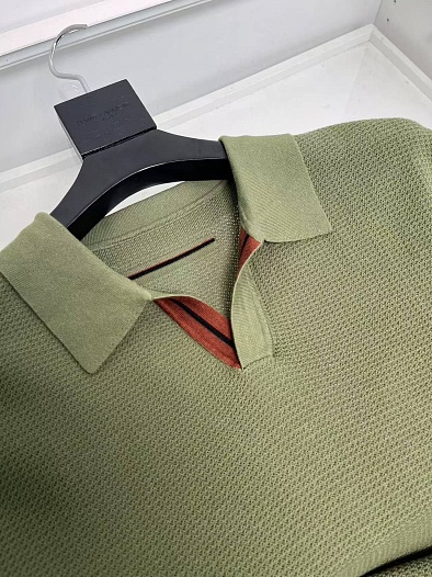 Мужское поло Zegna buttonless - Green   